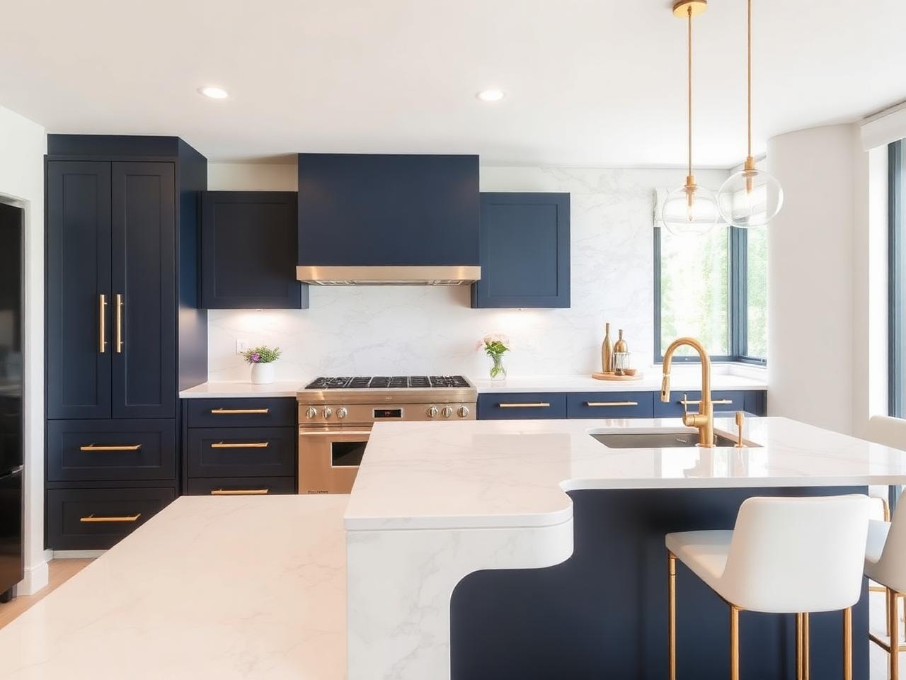 Brickell Navy & Brass Kitchen